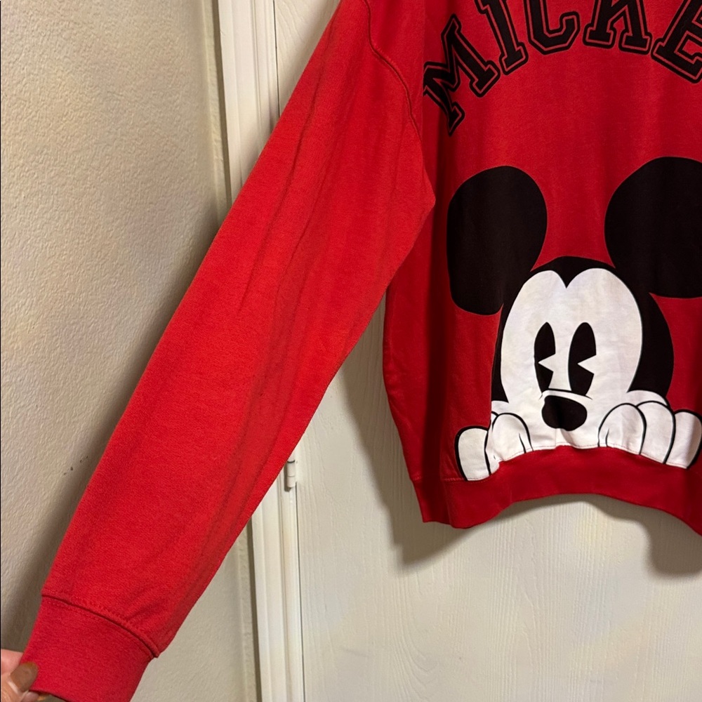 NWOT Disney Mickey Mouse Pull Over Sweatshirt Red Long Sleeve Girl Teen XL 16-17 - Picture 5 of 11